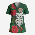 Maori Wheku Meri Kirihimete Personalised Scrub Top All Green Indigenous Maori Motif - Aussie Hoodie