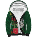 Maori Wheku Meri Kirihimete Personalised Sherpa Hoodie All Green Indigenous Maori Motif - Aussie Hoodie