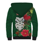 Maori Wheku Meri Kirihimete Personalised Sherpa Hoodie All Green Indigenous Maori Motif - Aussie Hoodie