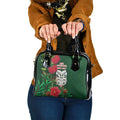 Maori Wheku Meri Kirihimete Personalised Shoulder Handbag All Green Indigenous Maori Motif - Aussie Hoodie