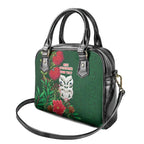 Maori Wheku Meri Kirihimete Personalised Shoulder Handbag All Green Indigenous Maori Motif - Aussie Hoodie
