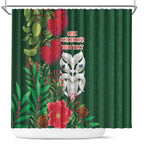 Maori Wheku Meri Kirihimete Personalised Shower Curtain All Green Indigenous Maori Motif - Aussie Hoodie