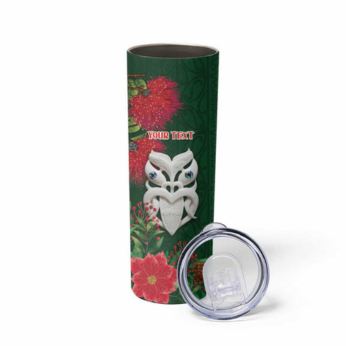 Maori Wheku Meri Kirihimete Personalised Skinny Tumbler All Green Indigenous Maori Motif - Aussie Hoodie