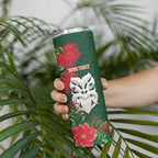 Maori Wheku Meri Kirihimete Personalised Skinny Tumbler All Green Indigenous Maori Motif - Aussie Hoodie