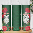 Maori Wheku Meri Kirihimete Personalised Skinny Tumbler All Green Indigenous Maori Motif - Aussie Hoodie
