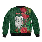 Maori Wheku Meri Kirihimete Personalised Sleeve Zip Bomber Jacket All Green Indigenous Maori Motif - Aussie Hoodie