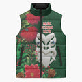 Maori Wheku Meri Kirihimete Personalised Sleeveless Puffer Jacket All Green Indigenous Maori Motif - Aussie Hoodie
