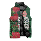 Maori Wheku Meri Kirihimete Personalised Sleeveless Puffer Jacket All Green Indigenous Maori Motif - Aussie Hoodie