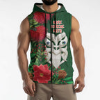 Maori Wheku Meri Kirihimete Personalised Sleeveless Zip Hoodie All Green Indigenous Maori Motif LT9