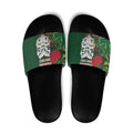 Maori Wheku Meri Kirihimete Personalised Slide Sandals All Green Indigenous Maori Motif - Aussie Hoodie