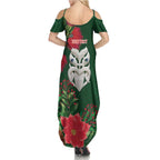 Maori Wheku Meri Kirihimete Personalised Summer Maxi Dress All Green Indigenous Maori Motif - Aussie Hoodie