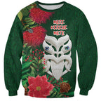 Maori Wheku Meri Kirihimete Personalised Sweatshirt All Green Indigenous Maori Motif - Aussie Hoodie