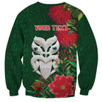 Maori Wheku Meri Kirihimete Personalised Sweatshirt All Green Indigenous Maori Motif - Aussie Hoodie