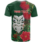 Maori Wheku Meri Kirihimete Personalised T Shirt All Green Indigenous Maori Motif - Aussie Hoodie