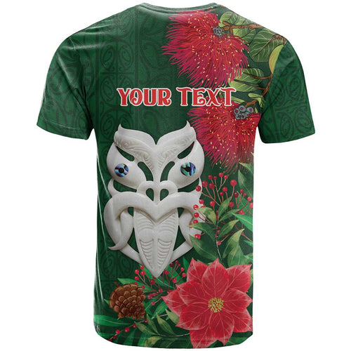 Maori Wheku Meri Kirihimete Personalised T Shirt All Green Indigenous Maori Motif - Aussie Hoodie