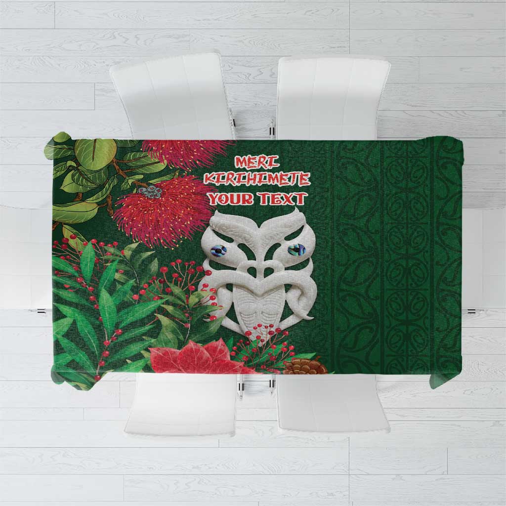 Maori Wheku Meri Kirihimete Personalised Tablecloth All Green Indigenous Maori Motif - Aussie Hoodie