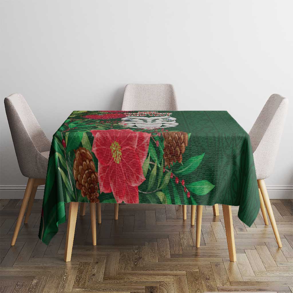 Maori Wheku Meri Kirihimete Personalised Tablecloth All Green Indigenous Maori Motif - Aussie Hoodie