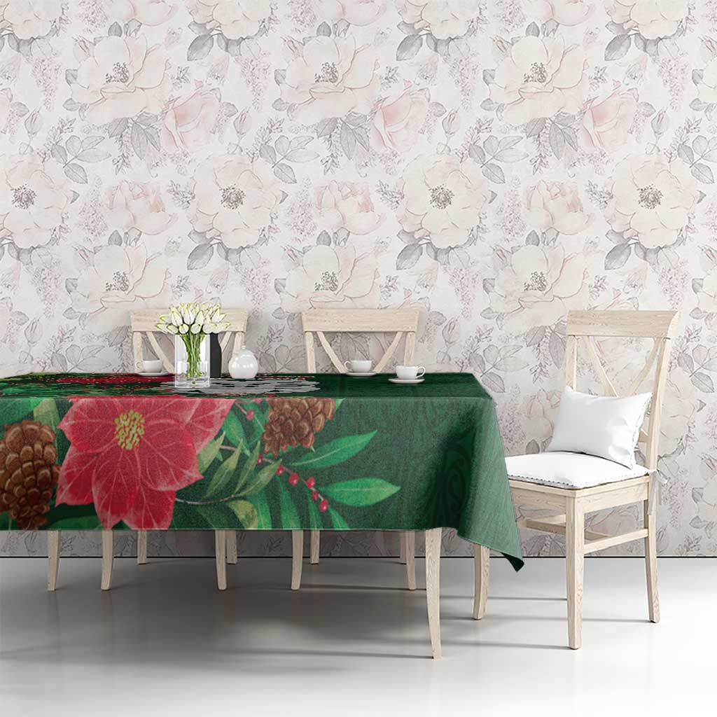 Maori Wheku Meri Kirihimete Personalised Tablecloth All Green Indigenous Maori Motif - Aussie Hoodie