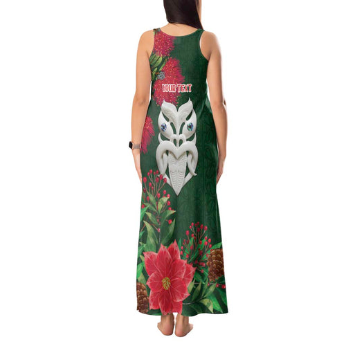 Maori Wheku Meri Kirihimete Personalised Tank Maxi Dress All Green Indigenous Maori Motif - Aussie Hoodie