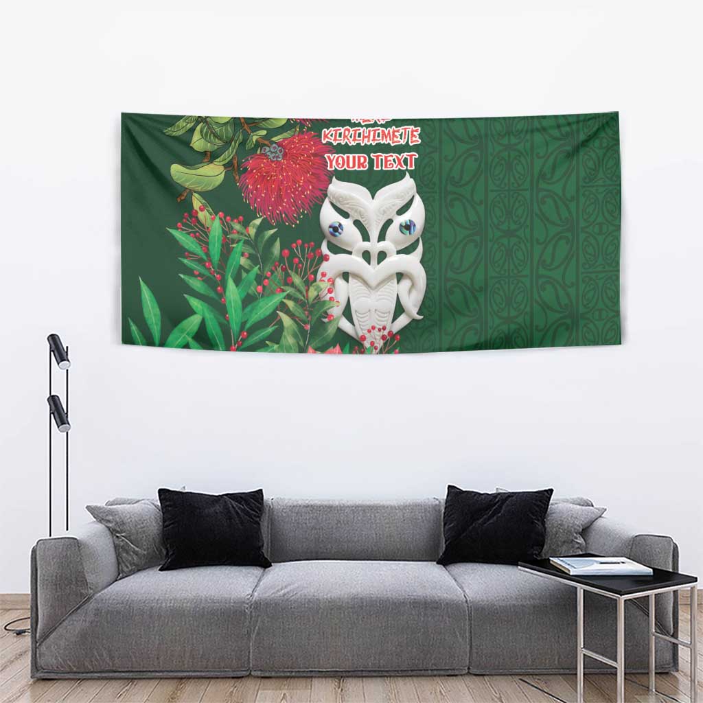 Maori Wheku Meri Kirihimete Personalised Tapestry All Green Indigenous Maori Motif - Aussie Hoodie
