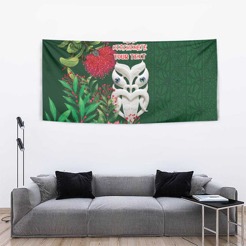 Maori Wheku Meri Kirihimete Personalised Tapestry All Green Indigenous Maori Motif - Aussie Hoodie
