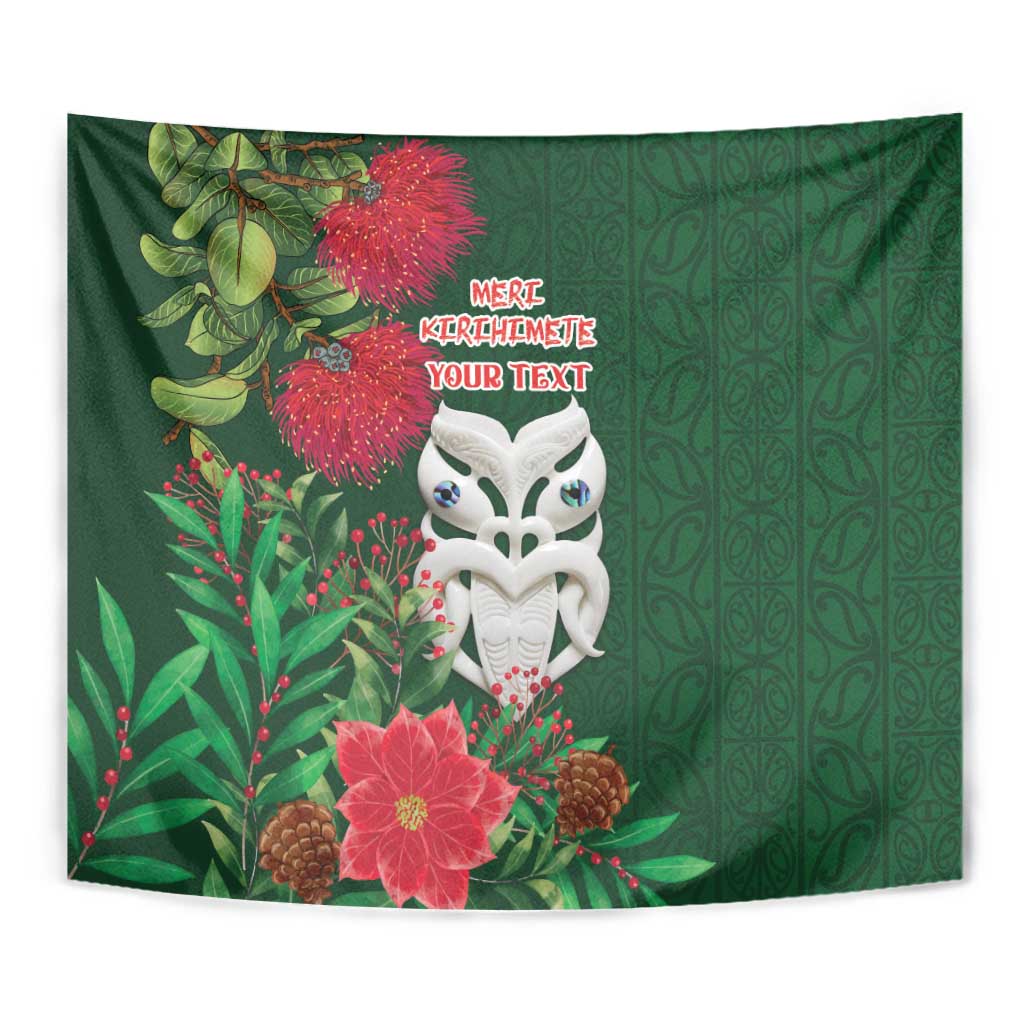 Maori Wheku Meri Kirihimete Personalised Tapestry All Green Indigenous Maori Motif - Aussie Hoodie