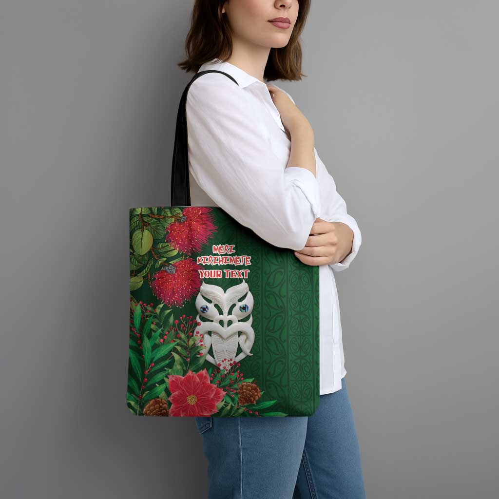 Maori Wheku Meri Kirihimete Personalised Tote Bag All Green Indigenous Maori Motif - Aussie Hoodie