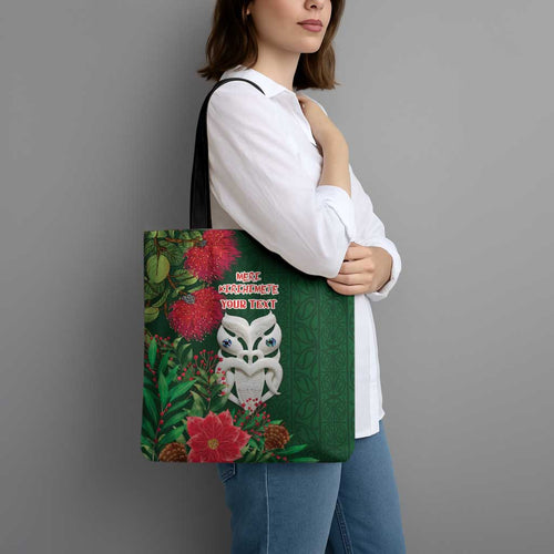 Maori Wheku Meri Kirihimete Personalised Tote Bag All Green Indigenous Maori Motif - Aussie Hoodie