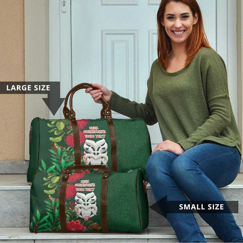 Maori Wheku Meri Kirihimete Personalised Travel Bag All Green Indigenous Maori Motif - Aussie Hoodie