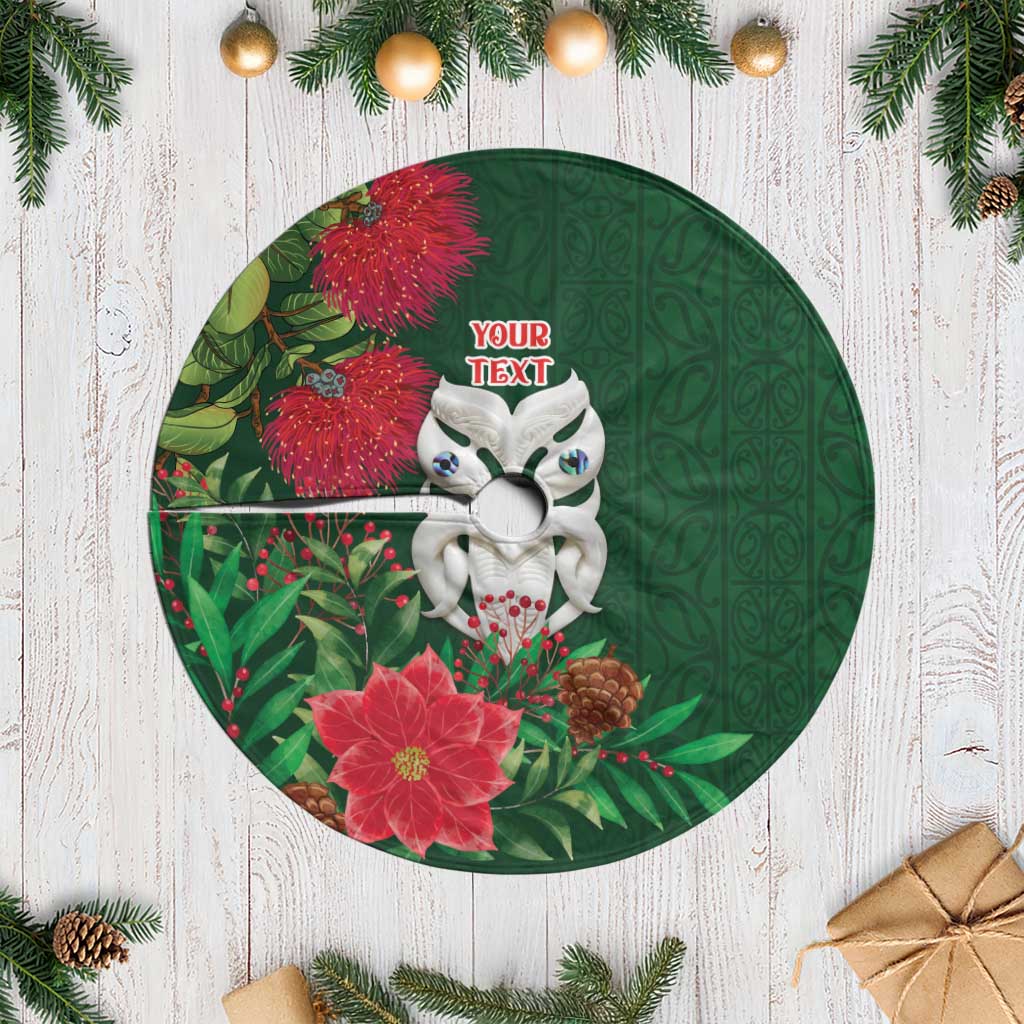 Maori Wheku Meri Kirihimete Personalised Tree Skirt All Green Indigenous Maori Motif - Aussie Hoodie