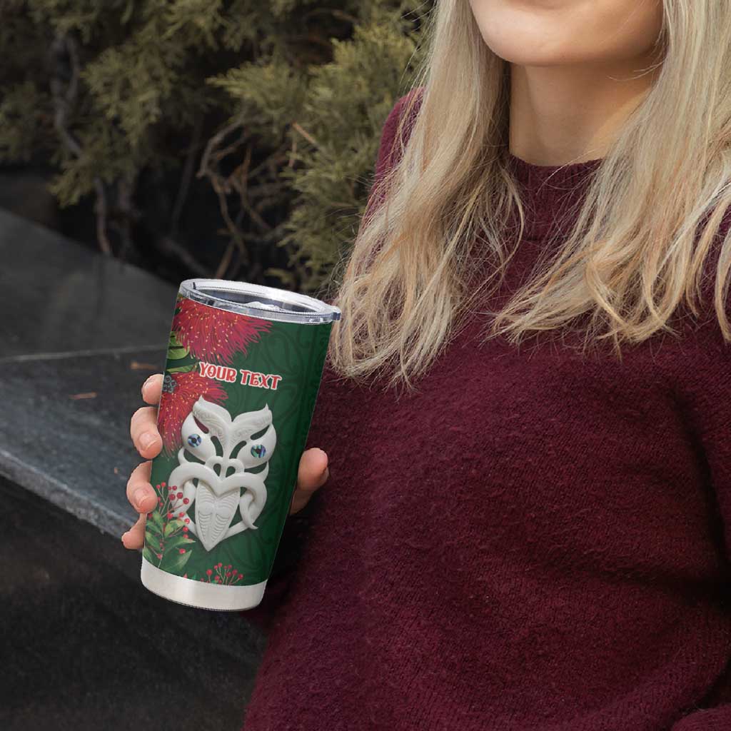Maori Wheku Meri Kirihimete Personalised Tumbler Cup All Green Indigenous Maori Motif - Aussie Hoodie