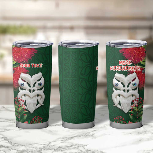 Maori Wheku Meri Kirihimete Personalised Tumbler Cup All Green Indigenous Maori Motif - Aussie Hoodie