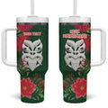 Maori Wheku Meri Kirihimete Personalised Tumbler With Handle All Green Indigenous Maori Motif - Aussie Hoodie