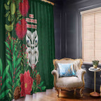 Maori Wheku Meri Kirihimete Personalised Window Curtain All Green Indigenous Maori Motif - Aussie Hoodie