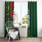 Maori Wheku Meri Kirihimete Personalised Window Curtain All Green Indigenous Maori Motif - Aussie Hoodie