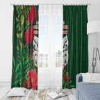 Maori Wheku Meri Kirihimete Personalised Window Curtain All Green Indigenous Maori Motif - Aussie Hoodie