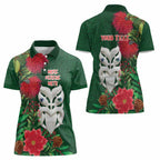 Maori Wheku Meri Kirihimete Personalised Women Polo Shirt All Green Indigenous Maori Motif - Aussie Hoodie