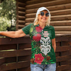 Maori Wheku Meri Kirihimete Personalised Women Polo Shirt All Green Indigenous Maori Motif - Aussie Hoodie