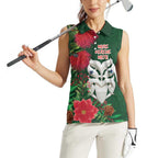 Maori Wheku Meri Kirihimete Personalised Women Sleeveless Polo Shirt All Green Indigenous Maori Motif - Aussie Hoodie