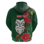 Maori Wheku Meri Kirihimete Personalised Zip Hoodie All Green Indigenous Maori Motif - Aussie Hoodie