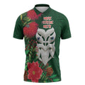 Maori Wheku Meri Kirihimete Personalised Zipper Polo Shirt All Green Indigenous Maori Motif - Aussie Hoodie