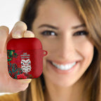 Maori Wheku Meri Kirihimete Personalised AirPods Case All Red Indigenous Maori Motif - Aussie Hoodie