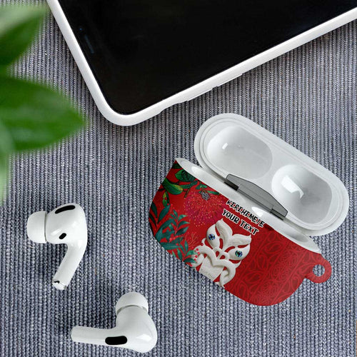 Maori Wheku Meri Kirihimete Personalised AirPods Case All Red Indigenous Maori Motif - Aussie Hoodie