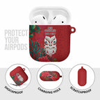 Maori Wheku Meri Kirihimete Personalised AirPods Case All Red Indigenous Maori Motif - Aussie Hoodie