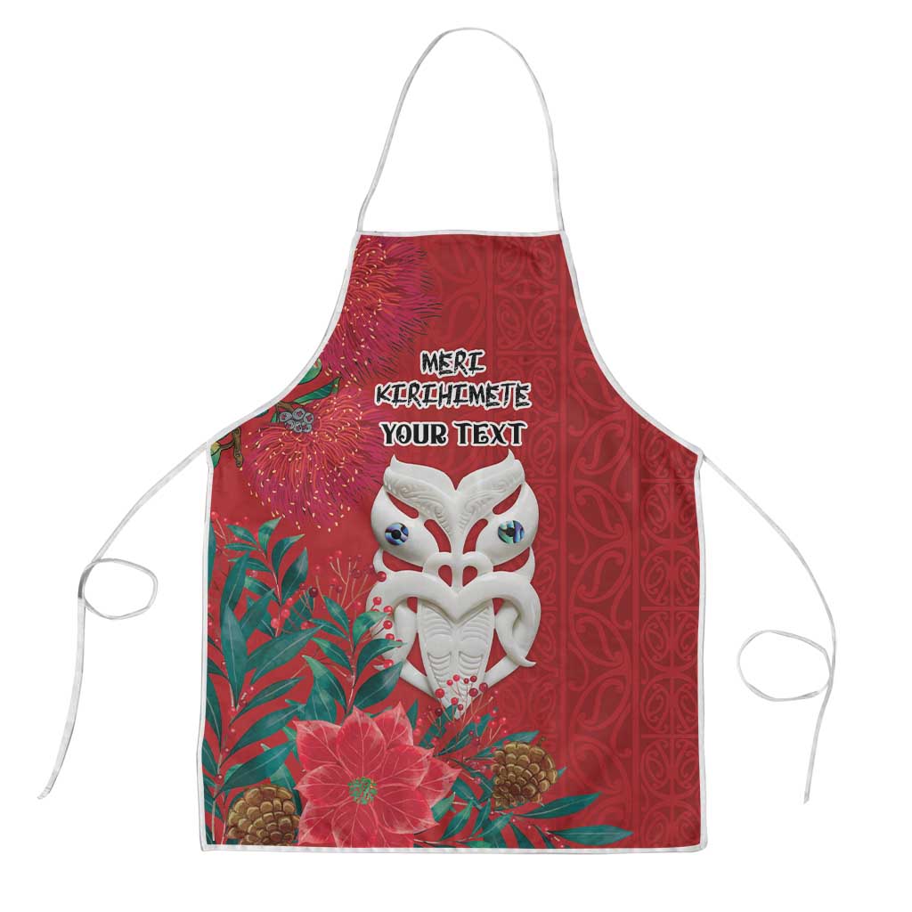 Maori Wheku Meri Kirihimete Personalised Apron All Red Indigenous Maori Motif - Aussie Hoodie