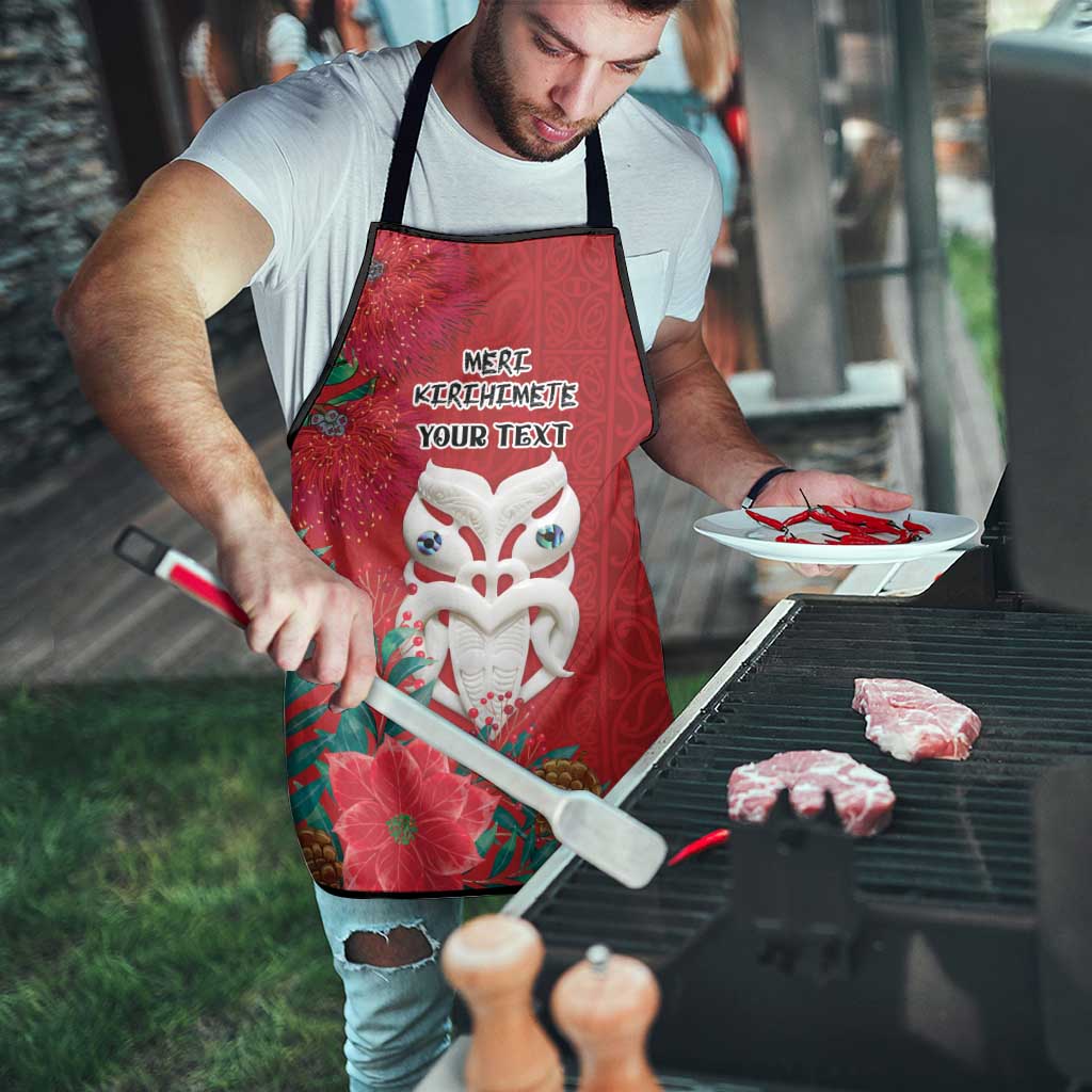 Maori Wheku Meri Kirihimete Personalised Apron All Red Indigenous Maori Motif - Aussie Hoodie