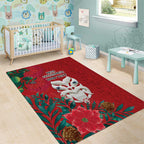 Maori Wheku Meri Kirihimete Personalised Area Rug All Red Indigenous Maori Motif - Aussie Hoodie