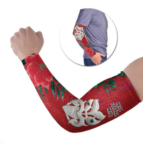 Maori Wheku Meri Kirihimete Personalised Arm Sleeves All Red Indigenous Maori Motif - Aussie Hoodie