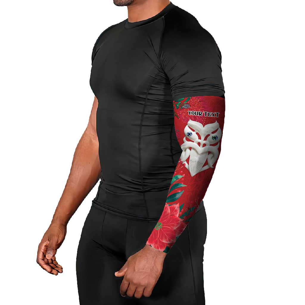 Maori Wheku Meri Kirihimete Personalised Arm Sleeves All Red Indigenous Maori Motif - Aussie Hoodie