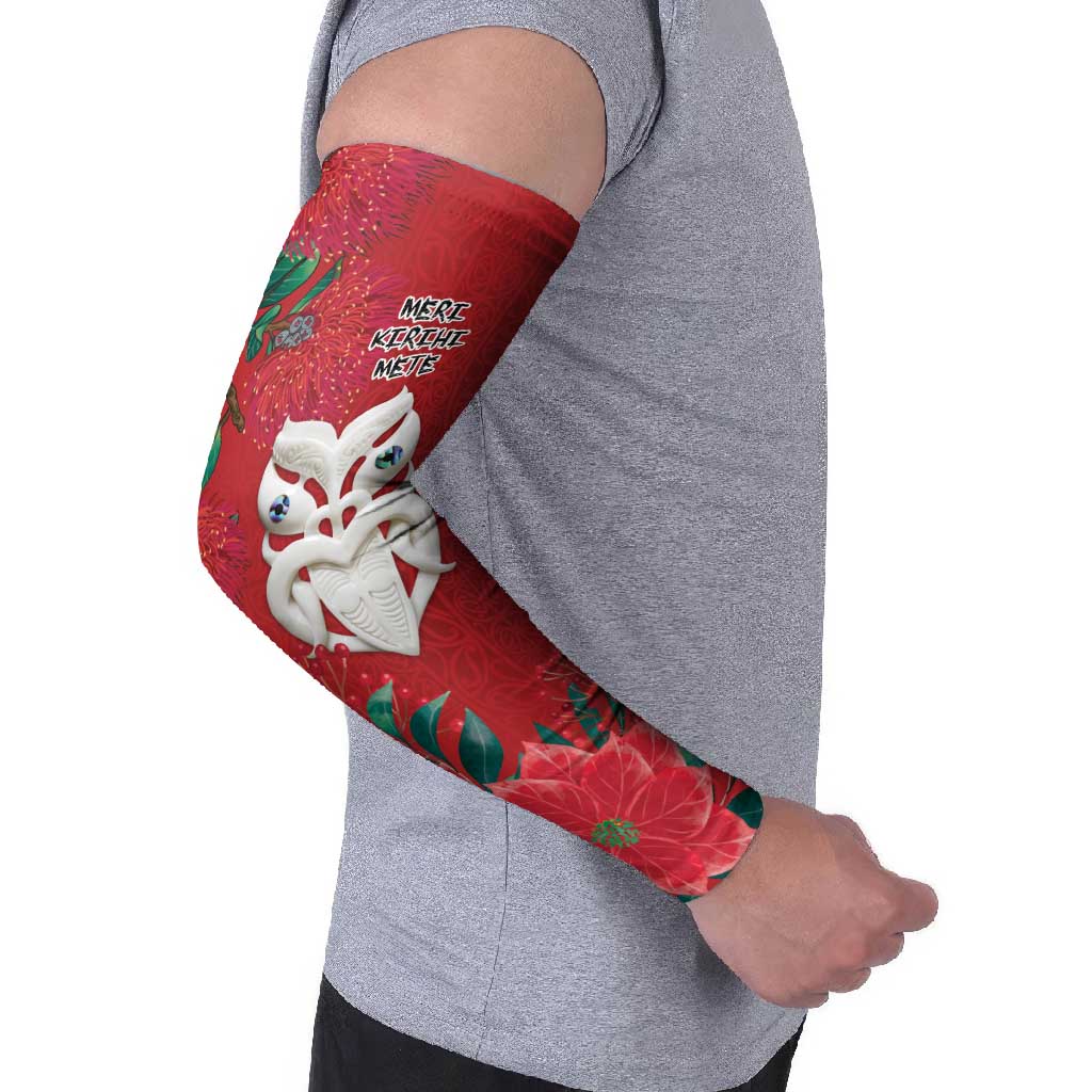Maori Wheku Meri Kirihimete Personalised Arm Sleeves All Red Indigenous Maori Motif - Aussie Hoodie